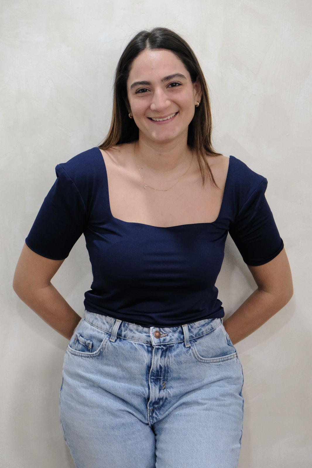 TOP AZUL CON MANGAS TALLA L