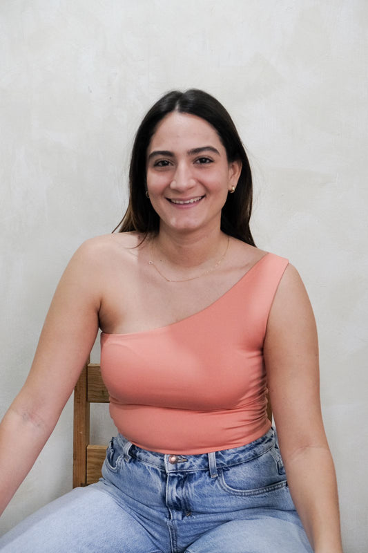 TOP DE LADO DURAZNO TALLA S LARGO